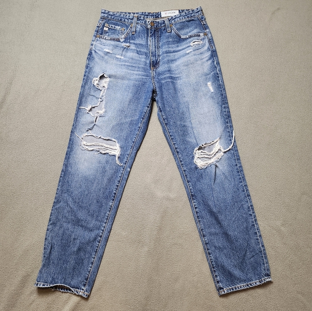 AG The Phoebe Vintage High-Waisted Tapered Jean Distressed Sz 30r